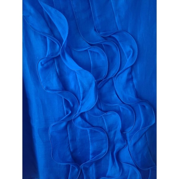 Phoebe Couture Electric Blue Silk Ruffle Dress 6 - Picture 3 of 8